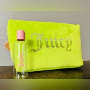 Juicy Couture Green Rhinestone Velour Cosmetic Makeup Travel Case NWT